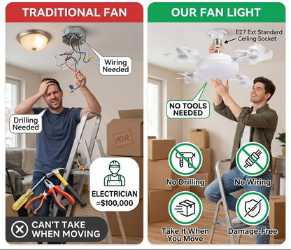 FLOXOL SnapCool Pro — Socket Ceiling Fan with Remote Control