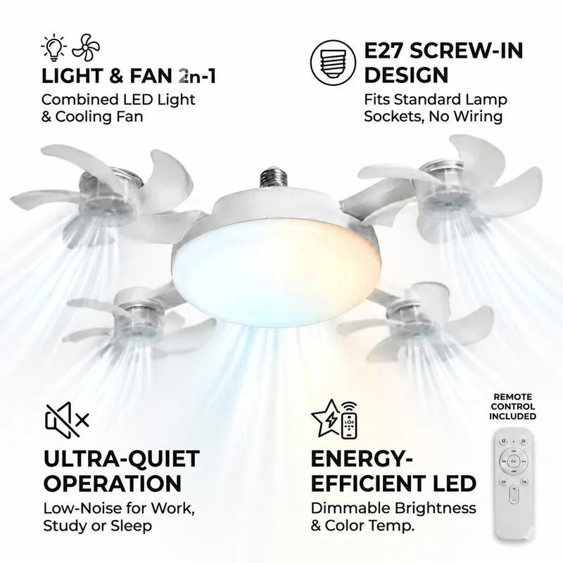 FLOXOL SnapCool Pro — Socket Ceiling Fan with Remote Control
