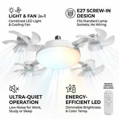 FLOXOL SnapCool Pro — Socket Ceiling Fan with Remote Control