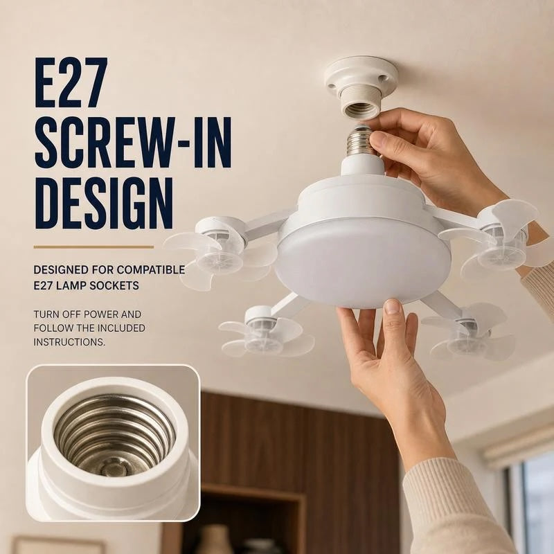 FLOXOL SnapCool Pro — Socket Ceiling Fan with Remote Control